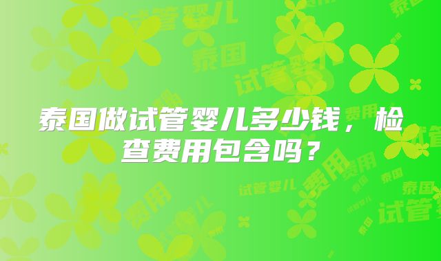 泰国做试管婴儿多少钱，检查费用包含吗？
