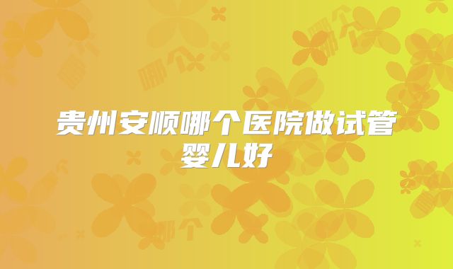 贵州安顺哪个医院做试管婴儿好