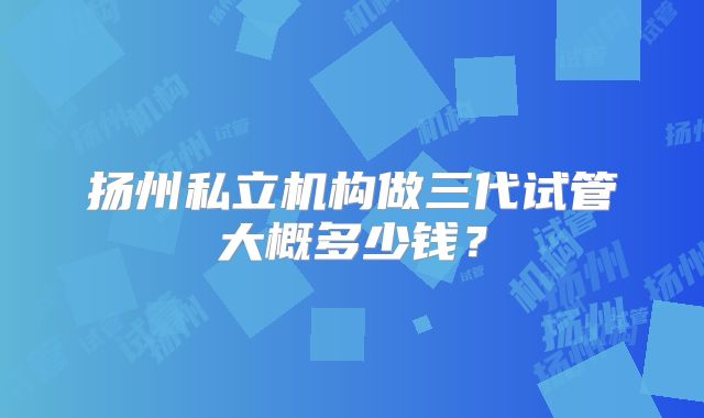 扬州私立机构做三代试管大概多少钱？