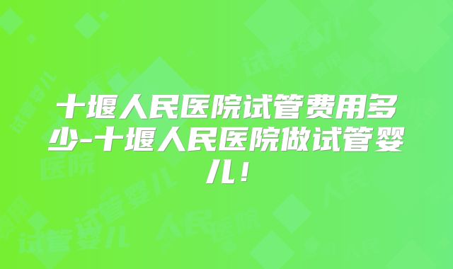 十堰人民医院试管费用多少-十堰人民医院做试管婴儿!