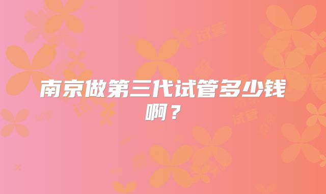 南京做第三代试管多少钱啊？