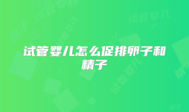 试管婴儿怎么促排卵子和精子