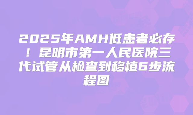 2025年AMH低患者必存！昆明市第一人民医院三代试管从检查到移植6步流程图