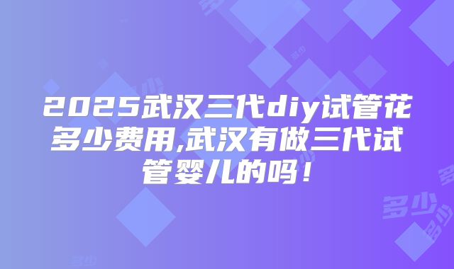 2025武汉三代diy试管花多少费用,武汉有做三代试管婴儿的吗！