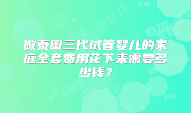 做泰国三代试管婴儿的家庭全套费用花下来需要多少钱？