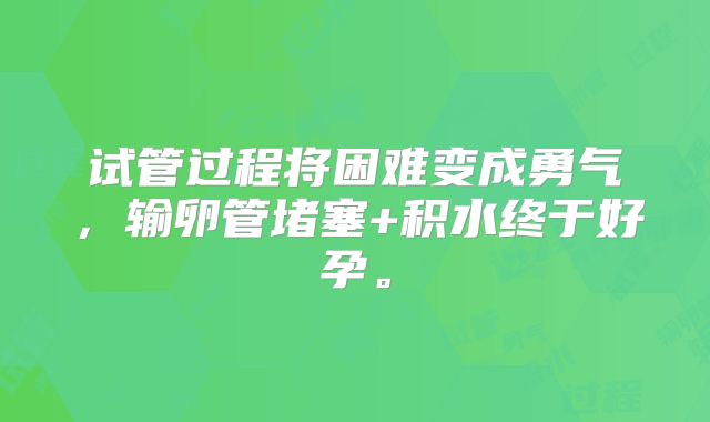 试管过程将困难变成勇气，输卵管堵塞+积水终于好孕。