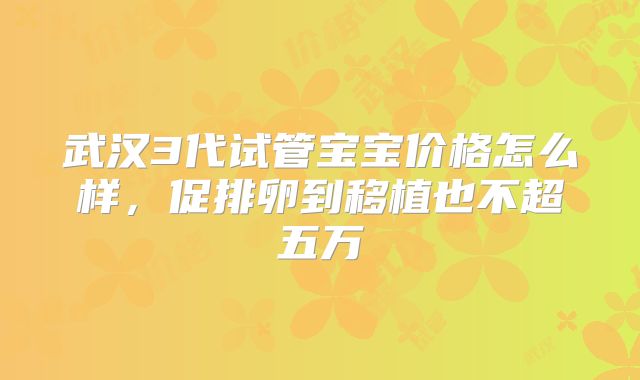 武汉3代试管宝宝价格怎么样，促排卵到移植也不超五万