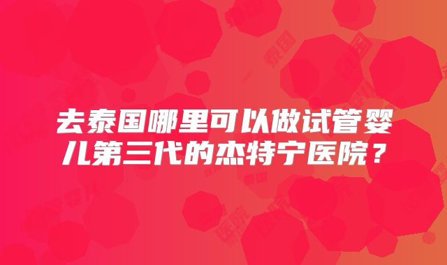 去泰国哪里可以做试管婴儿第三代的杰特宁医院？