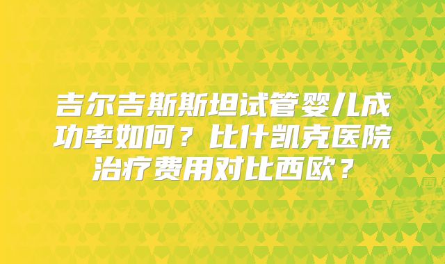 吉尔吉斯斯坦试管婴儿成功率如何？比什凯克医院治疗费用对比西欧？