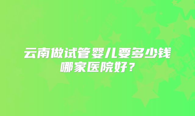 云南做试管婴儿要多少钱哪家医院好？