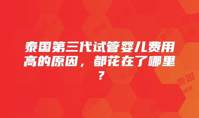 泰国第三代试管婴儿费用高的原因，都花在了哪里？