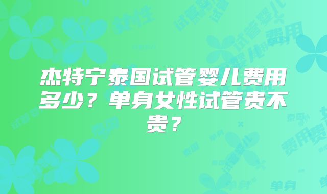 杰特宁泰国试管婴儿费用多少?单身女性试管贵不贵?