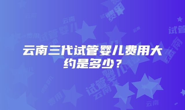 云南三代试管婴儿费用大约是多少？