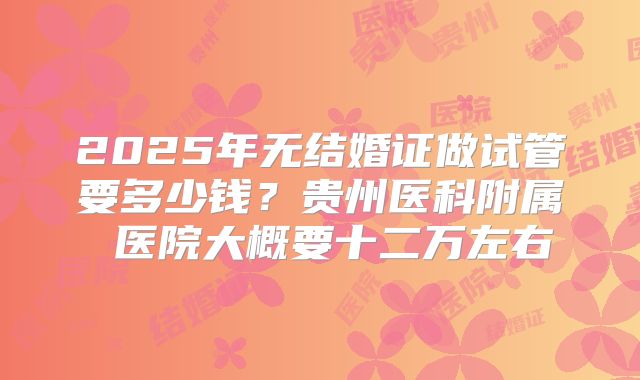 2025年无结婚证做试管要多少钱？贵州医科附属 医院大概要十二万左右