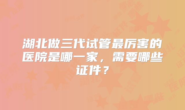 湖北做三代试管最厉害的医院是哪一家,需要哪些证件?