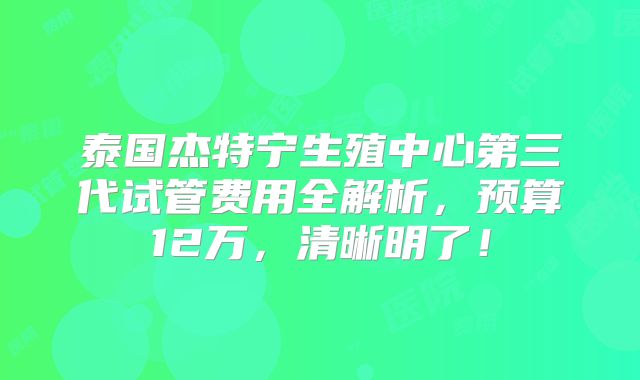 泰国杰特宁生殖中心第三代试管费用全解析，预算12万，清晰明了！