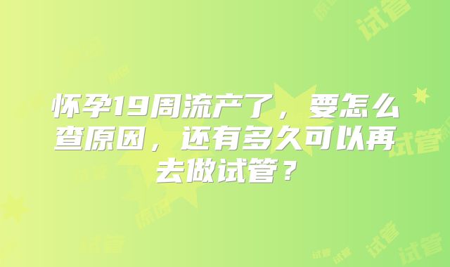 怀孕19周流产了，要怎么查原因，还有多久可以再去做试管？