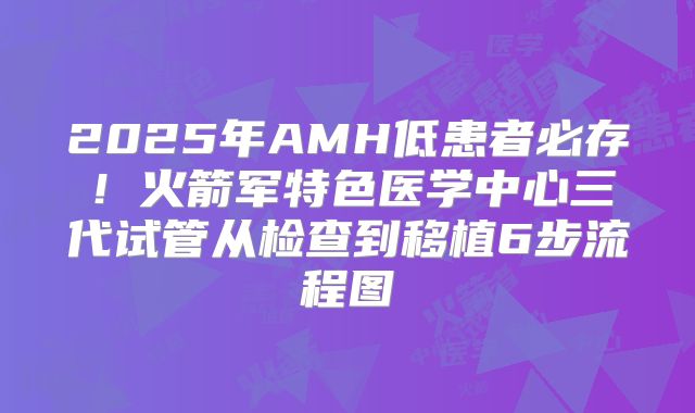 2025年AMH低患者必存！火箭军特色医学中心三代试管从检查到移植6步流程图