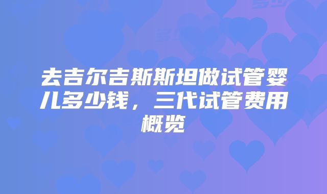 去吉尔吉斯斯坦做试管婴儿多少钱，三代试管费用概览