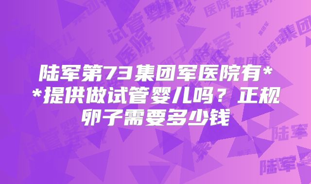 陆军第73集团军医院有**提供做试管婴儿吗?正规卵子需要多少钱