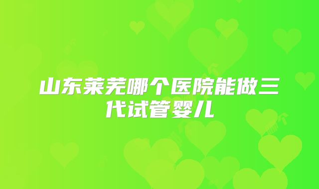 山东莱芜哪个医院能做三代试管婴儿