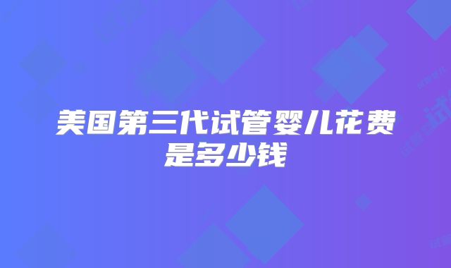 美国第三代试管婴儿花费是多少钱