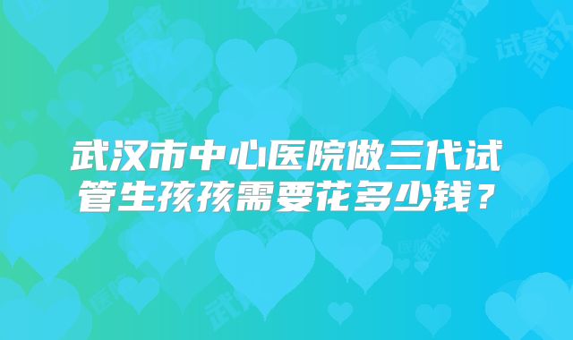 武汉市中心医院做三代试管生孩孩需要花多少钱？