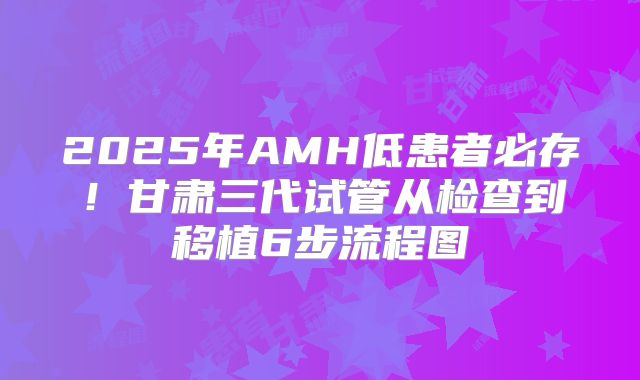 2025年AMH低患者必存!甘肃三代试管从检查到移植6步流程图