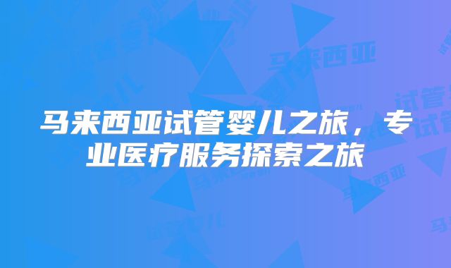 马来西亚试管婴儿之旅，专业医疗服务探索之旅