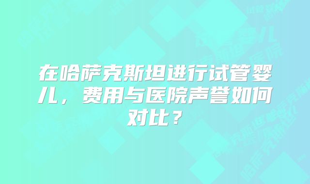在哈萨克斯坦进行试管婴儿，费用与医院声誉如何对比？