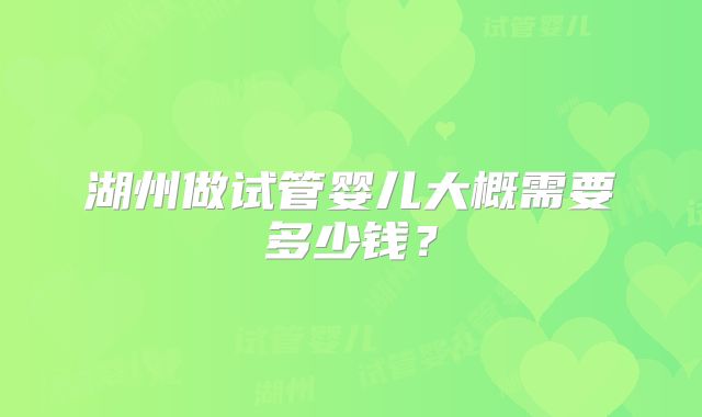 湖州做试管婴儿大概需要多少钱？