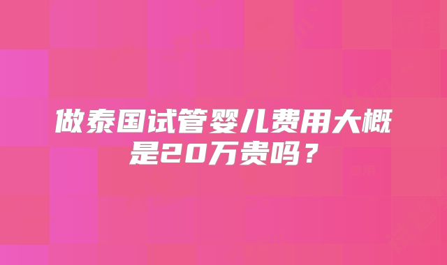 做泰国试管婴儿费用大概是20万贵吗?