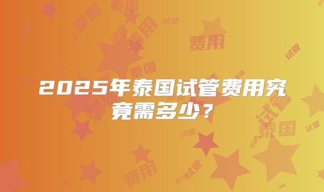 2025年泰国试管费用究竟需多少？