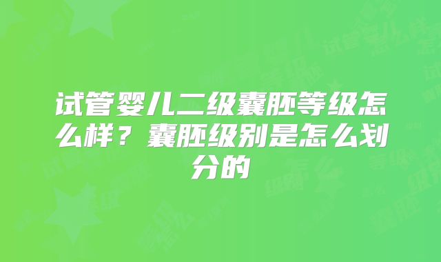 试管婴儿二级囊胚等级怎么样？囊胚级别是怎么划分的