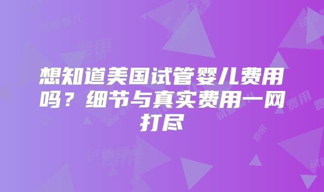 想知道美国试管婴儿费用吗？细节与真实费用一网打尽