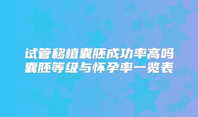 试管移植囊胚成功率高吗囊胚等级与怀孕率一览表