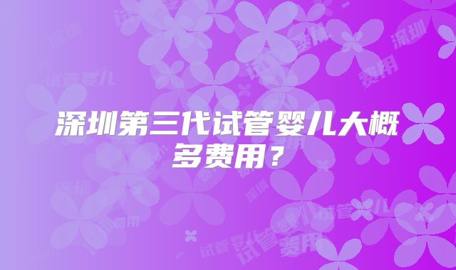 深圳第三代试管婴儿大概多费用？