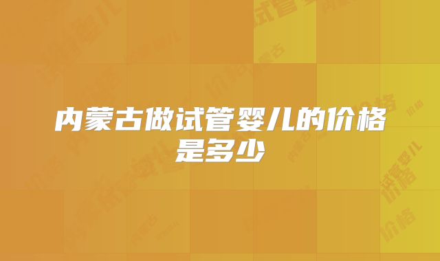内蒙古做试管婴儿的价格是多少