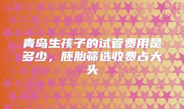青岛生孩子的试管费用是多少，胚胎筛选收费占大头