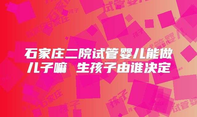 石家庄二院试管婴儿能做儿子嘛 生孩子由谁决定