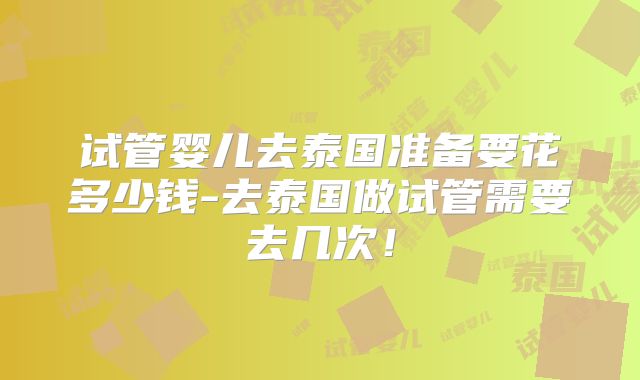 试管婴儿去泰国准备要花多少钱-去泰国做试管需要去几次！