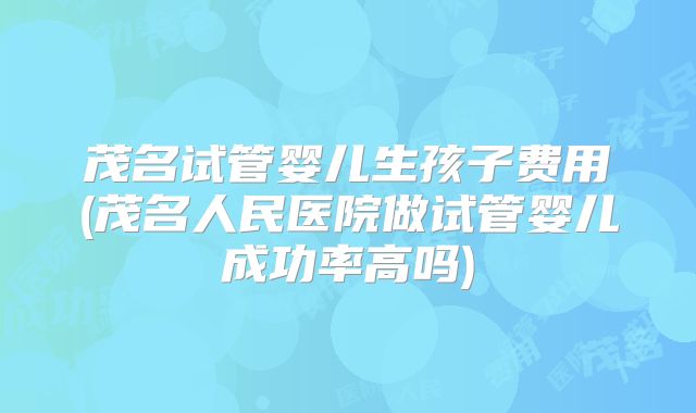 茂名试管婴儿生孩子费用(茂名人民医院做试管婴儿成功率高吗)