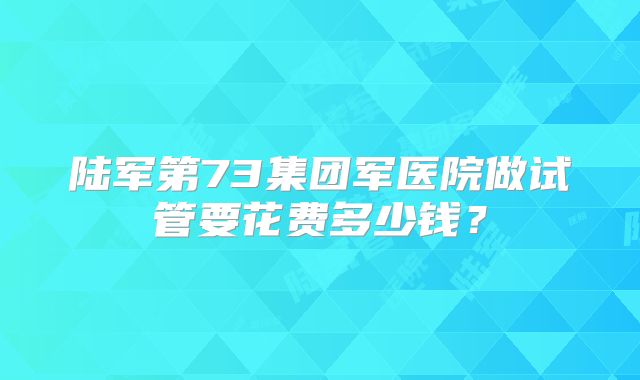 陆军第73集团军医院做试管要花费多少钱?