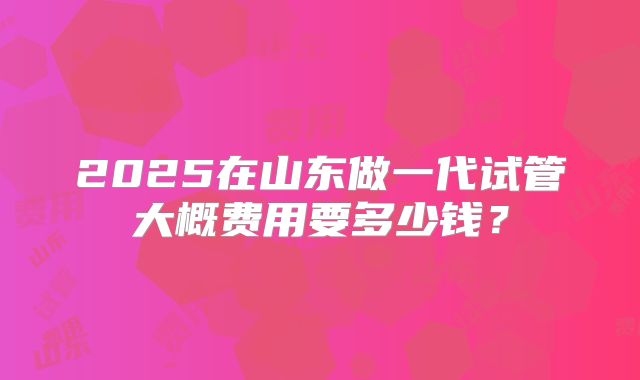 2025在山东做一代试管大概费用要多少钱？