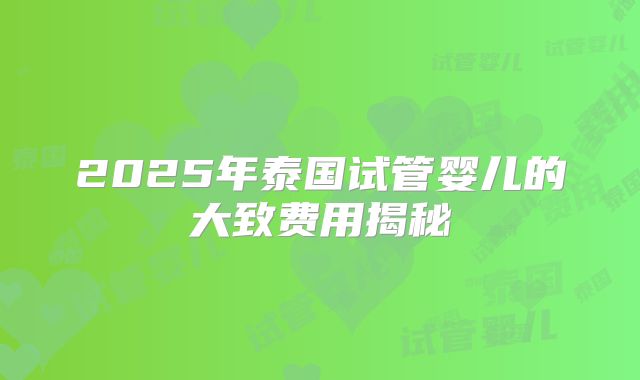 2025年泰国试管婴儿的大致费用揭秘