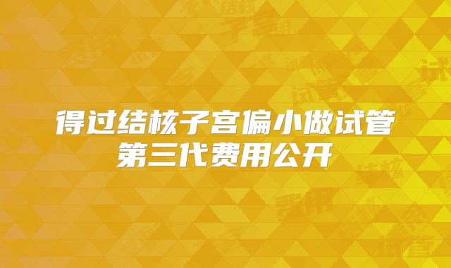 得过结核子宫偏小做试管第三代费用公开