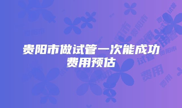 贵阳市做试管一次能成功费用预估