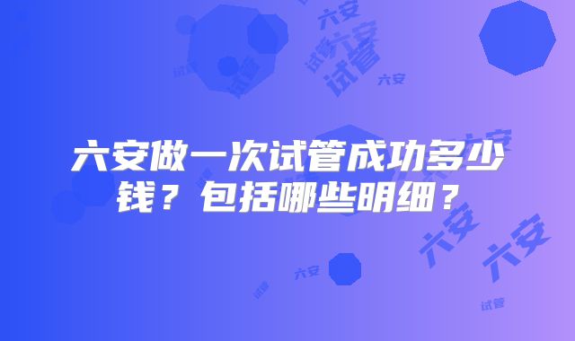 六安做一次试管成功多少钱？包括哪些明细？