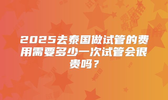 2025去泰国做试管的费用需要多少一次试管会很贵吗?
