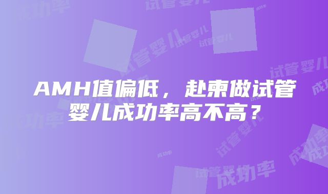 AMH值偏低，赴柬做试管婴儿成功率高不高？